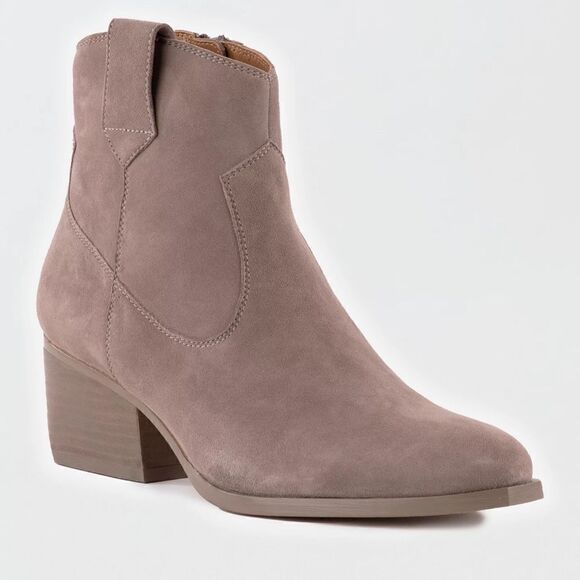 Anthropologie Seychelles Upside Taupe Suede Booties New! - Picture 1 of 12